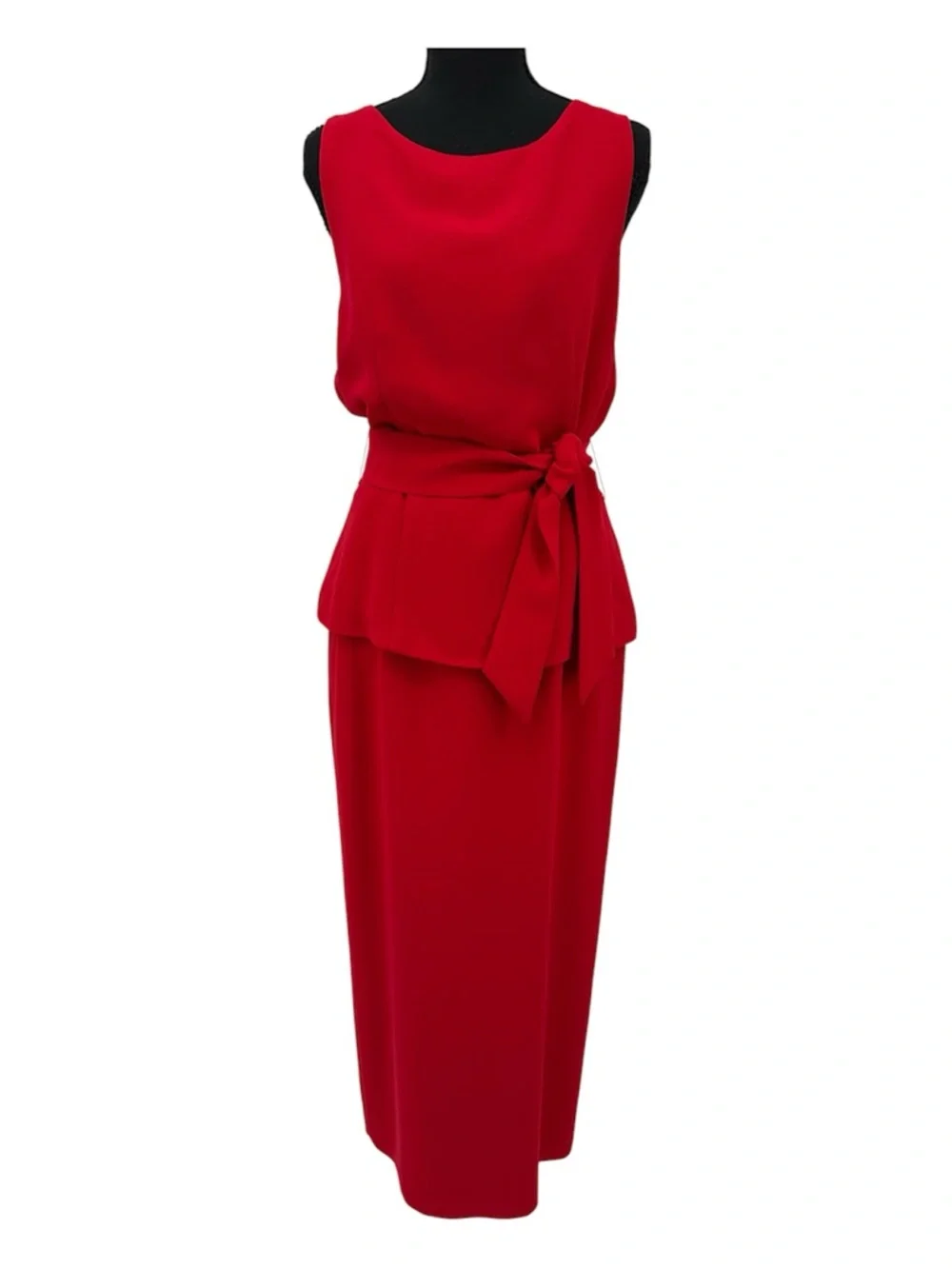 Vintage Red Sleeveless Dress with Peplum by YL by Yair Size 8 - Picture 1 of 9
